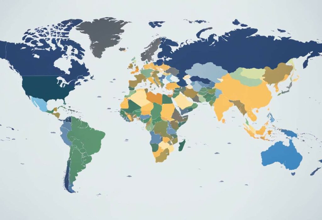 A world map with varying shades to represent Facebook usage by country