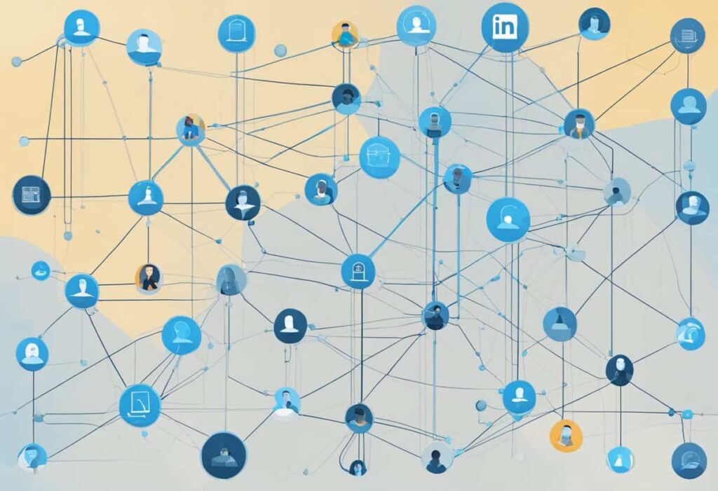 Linkedin Algorithm Connects Profiles Based On Mutual Connections, Job History, And Industry. Visualize Network Connections And Data Processing